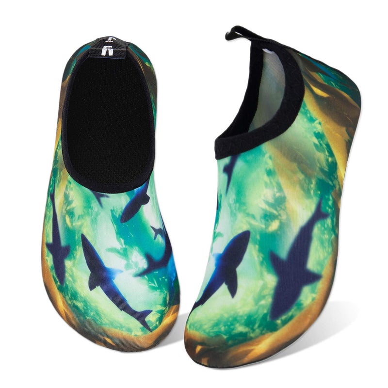 WateLves Kids Water Shoes Toddler Girls Boys Barefoot Non-Slip Quick Dry Aqua Socks for Beach Swim Walking (Shark, 30/31) - Image 1